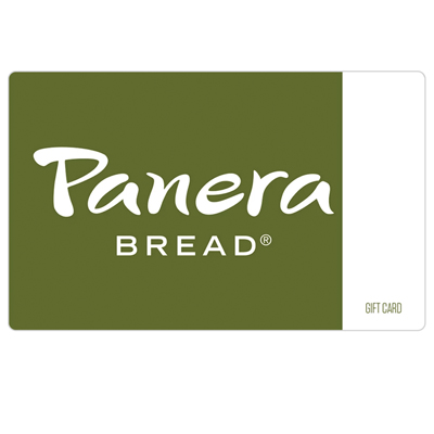 PANERA BREAD<sup>&reg;</sup> $10 Gift Card - Panera Bread is committed to providing great tasting, quality food that people can trust. Highlighted by antibiotic-free chicken, whole grain bread, select organic and all-natural ingredients and a menu free of man-made trans-fat, Panera is committed to providing great tasting quality food people can trust.